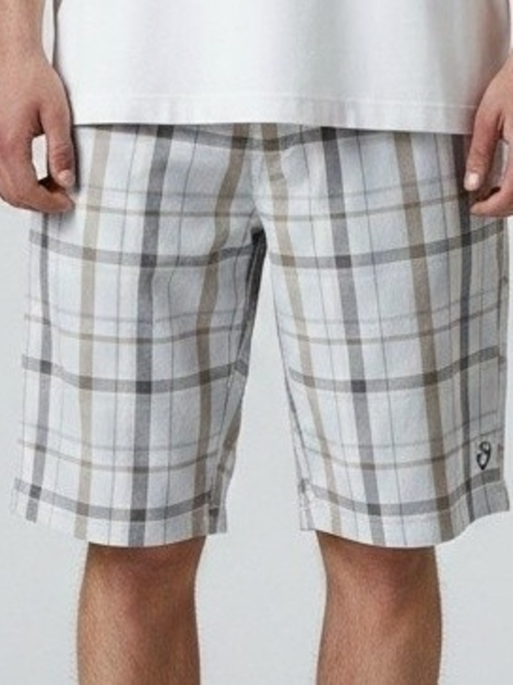 Rusty Men's Plaid Athletic Shorts - Gray & Tan